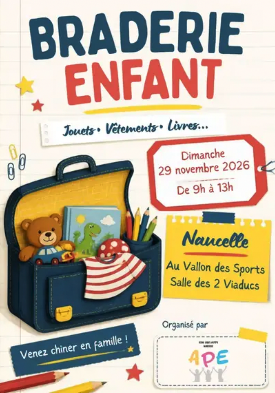 Braderie enfant de l'école Jules Ferry à Naucelle