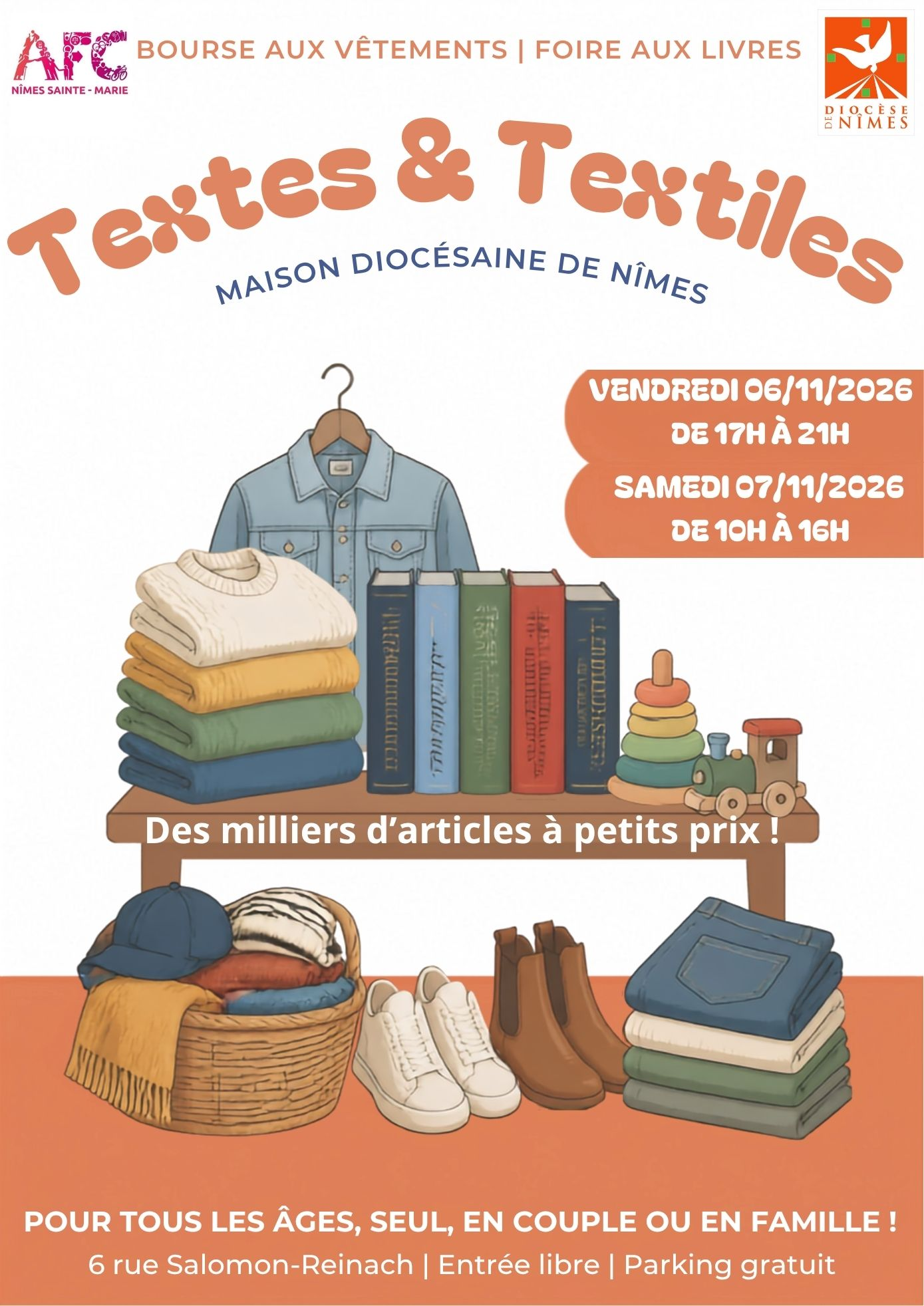 Textes & Textiles : foire aux livres & bourse aux vêtements à Nîmes