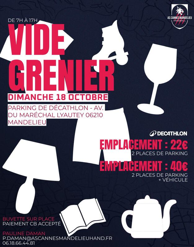 L'AS Cannes Mandelieu Handball organise un VIDE-GRENIER ouvert à tous 🛍️