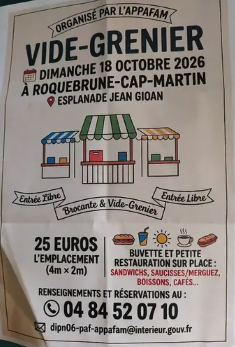 Vide grenier et Brocante à Roquebrune-Cap-Martin