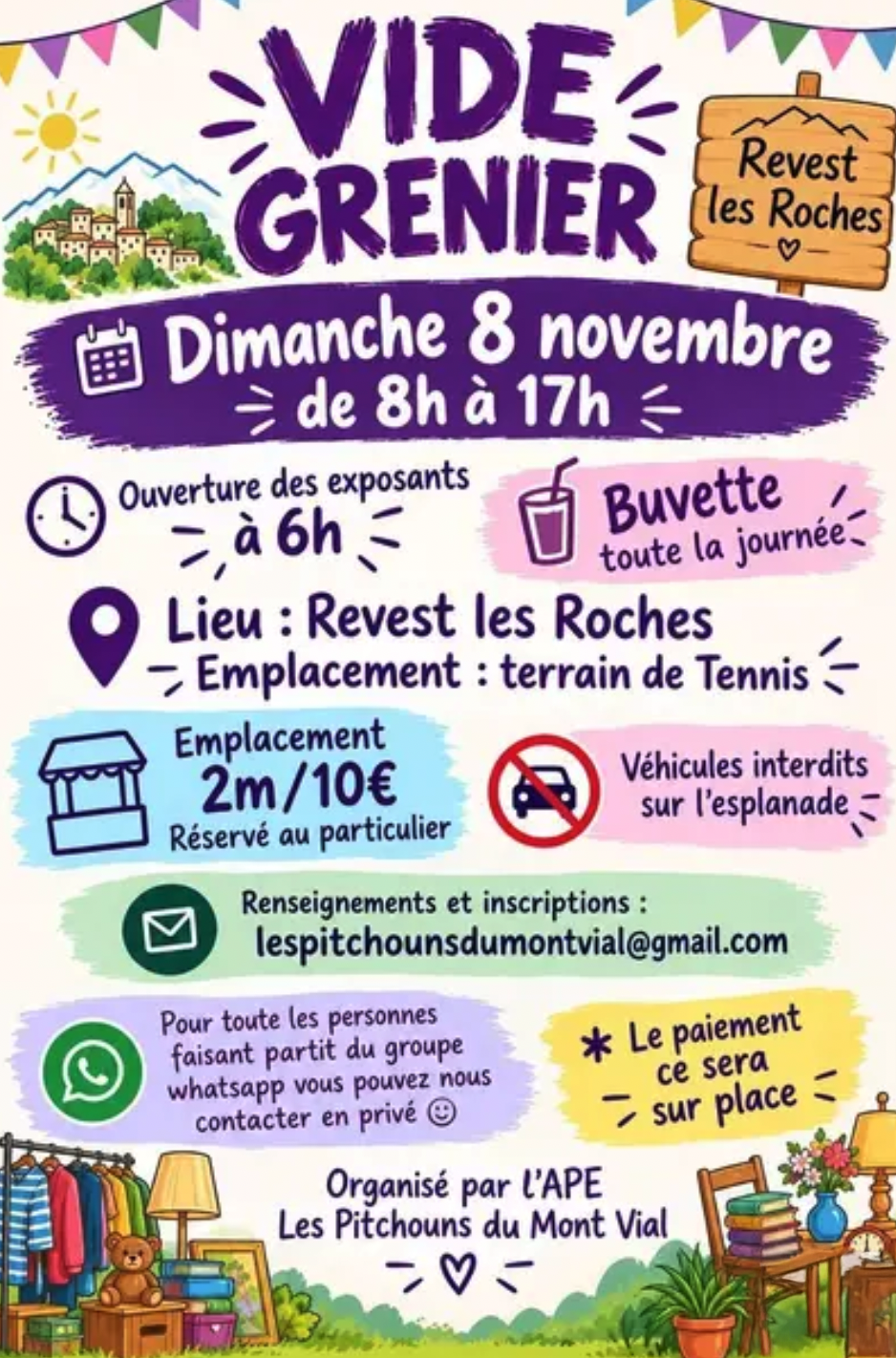 Vide Grenier de l’APE LES PITCHOUNS DU MONT VIAL à Revest-les-Roches