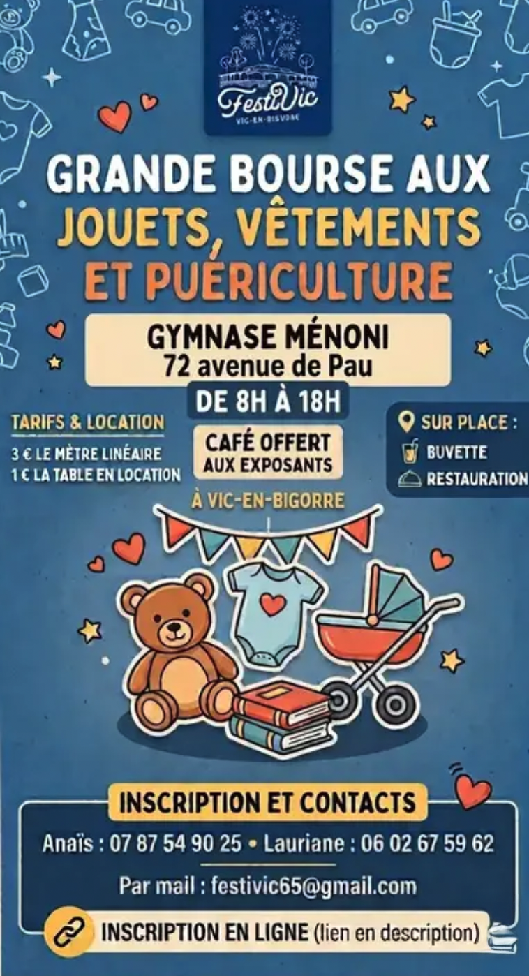 Bourses aux jouets, vêtements et puériculture à Vic-en-Bigorre