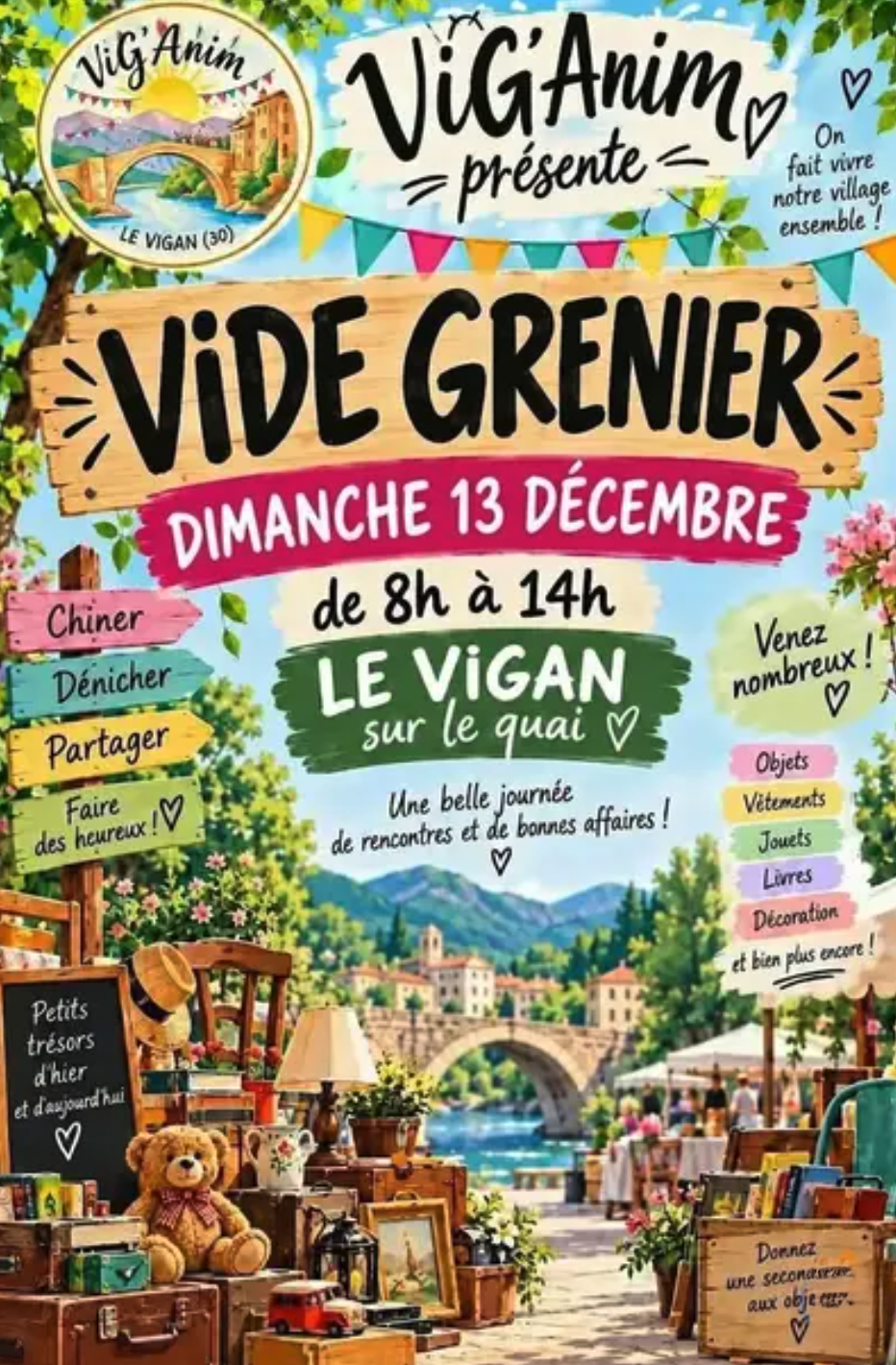 Vide grenier sur le quai à Le Vigan