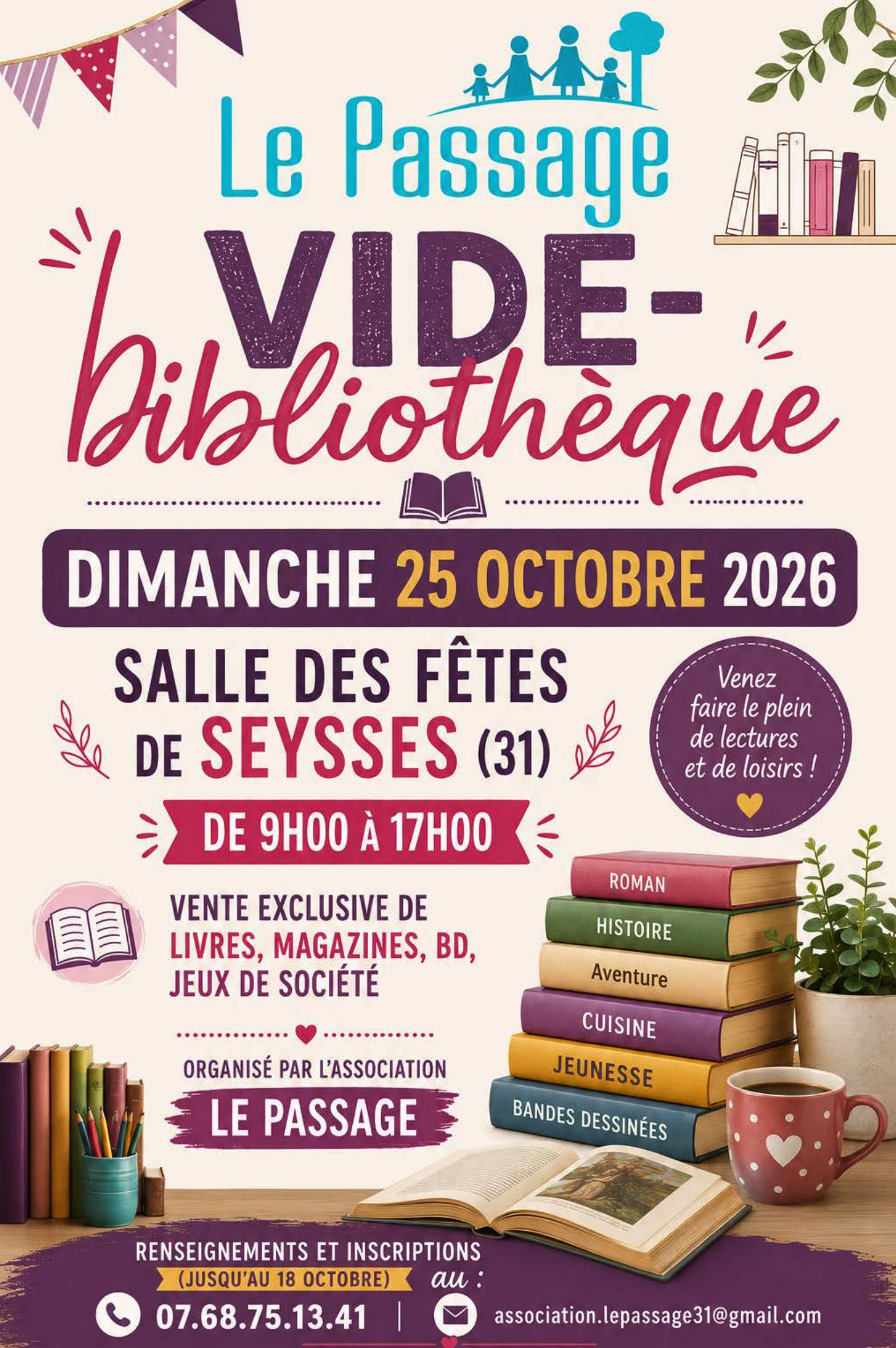 Vide-bibliothèque de l'association Le Passage à Seysses
