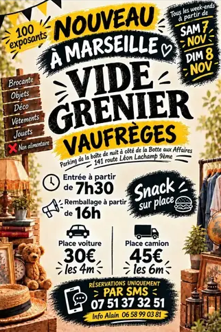 Grand vide grenier et Art de vivre de vaufrége à Marseille