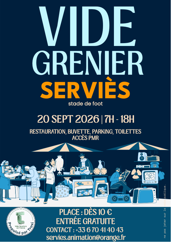 Vide grenier a serviès 81220 sur le stade