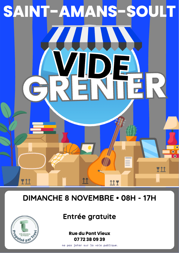Grand Vide-grenier Brocante dans la salle chauffée du Thoré à Saint-Amans-Soult