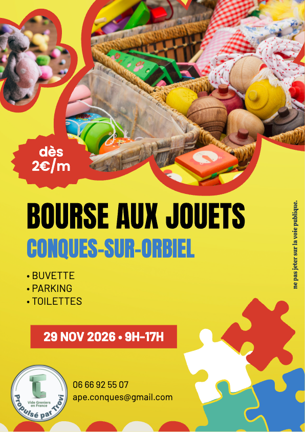 Bourse aux jouets de l'école à Conques-sur-Orbiel