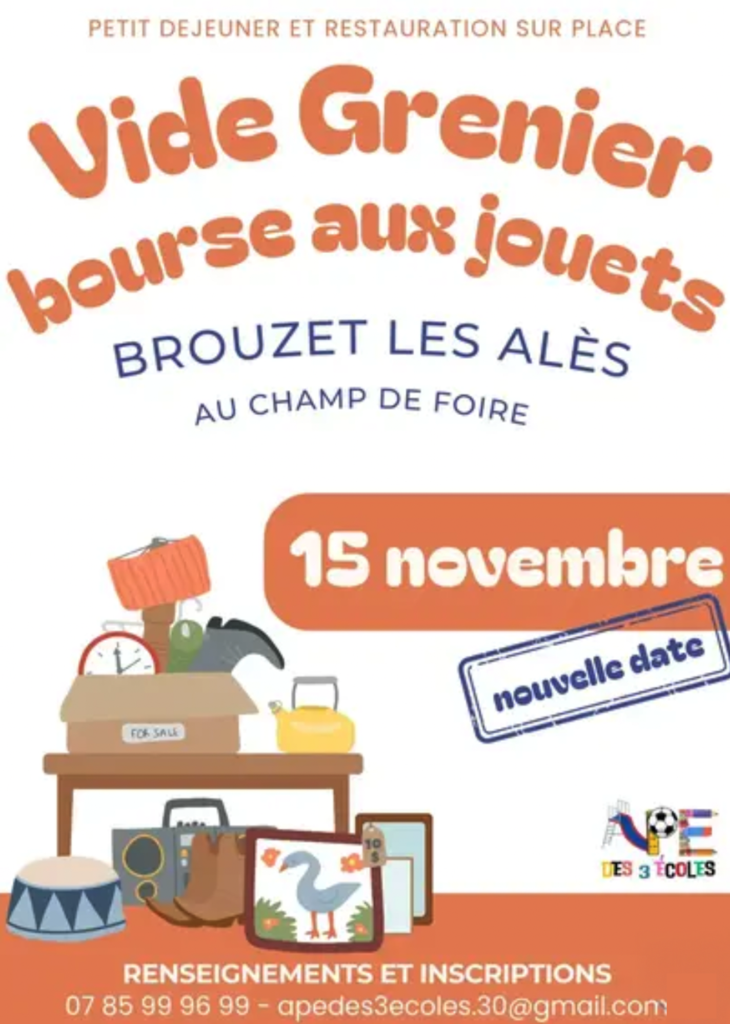 Vide grenier et bourse aux jouets de L'APE DES 3 ÉCOLES à Brouzet-lès-Alès