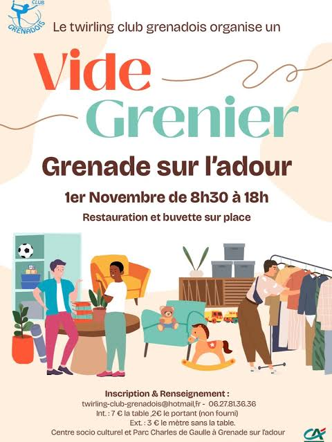 Vide grenier du twirling club grenadois à Grenade-sur-l'Adour