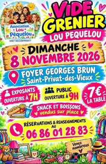Vide grenier Lou Pequelou à Saint-Privat-des-Vieux