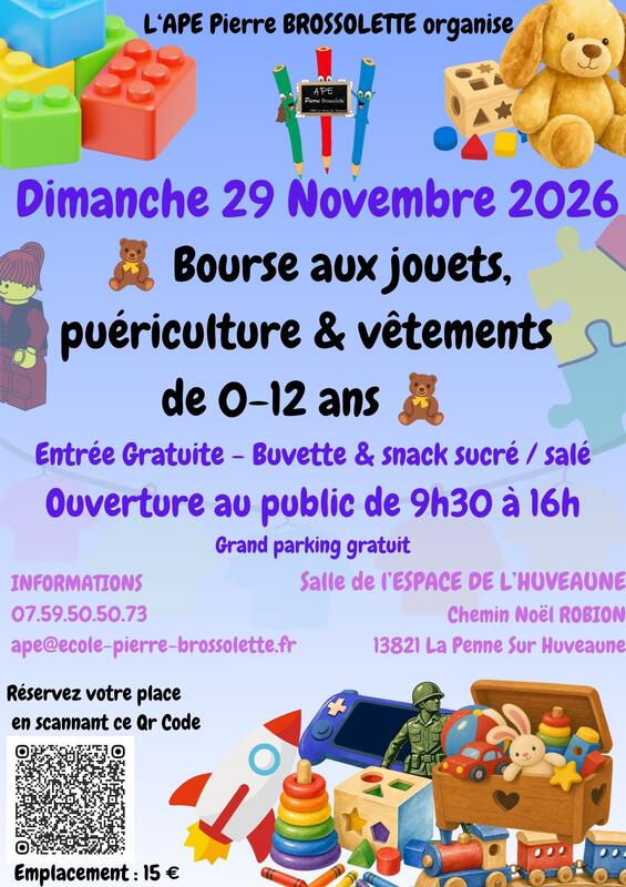 BOURSE AUX JOUETS, PUÉRICULTURE & VÊTEMENTS 0-12 ANS à La Penne-sur-Huveaune