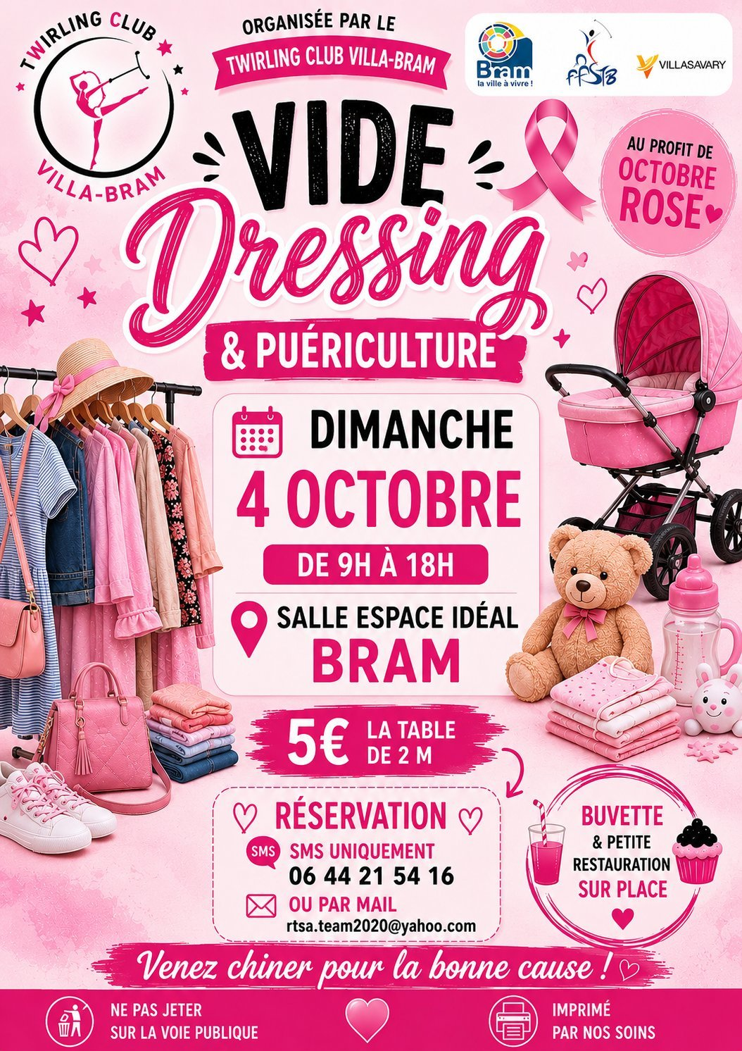 Vide dressing puériculture « Octobre Rose » à Bram