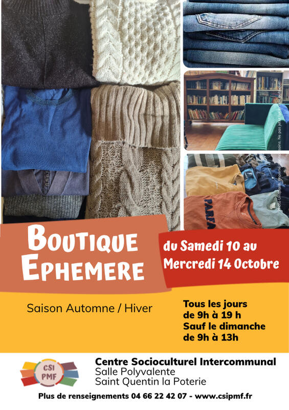 Boutique Ephémère Automne / Hiver à Saint-Quentin-la-Poterie