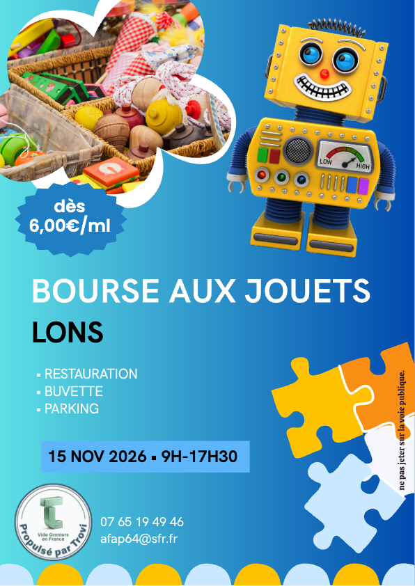 BOURSE AUX JOUETS, BIBELOTS, BIJOUX, PUERICULTURE à Lons