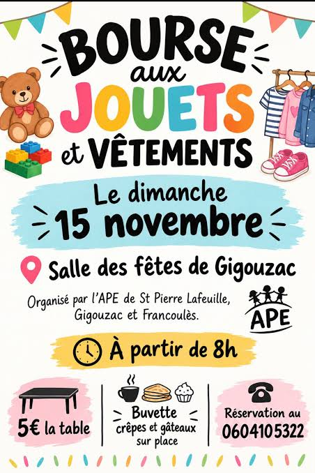 Bourses aux jouets et vêtements à Gigouzac