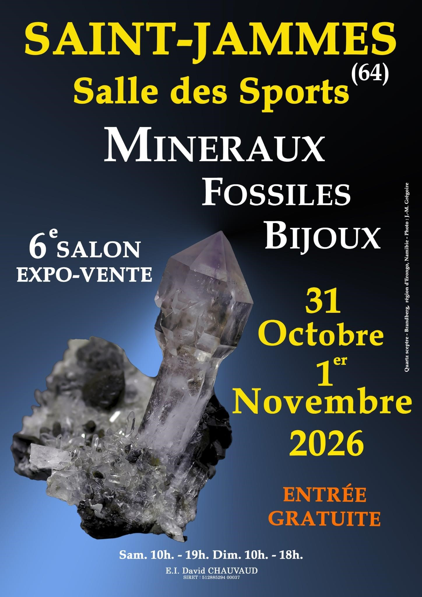 6e SALON MINERAUX FOSSILES BIJOUX à Saint-Jammes