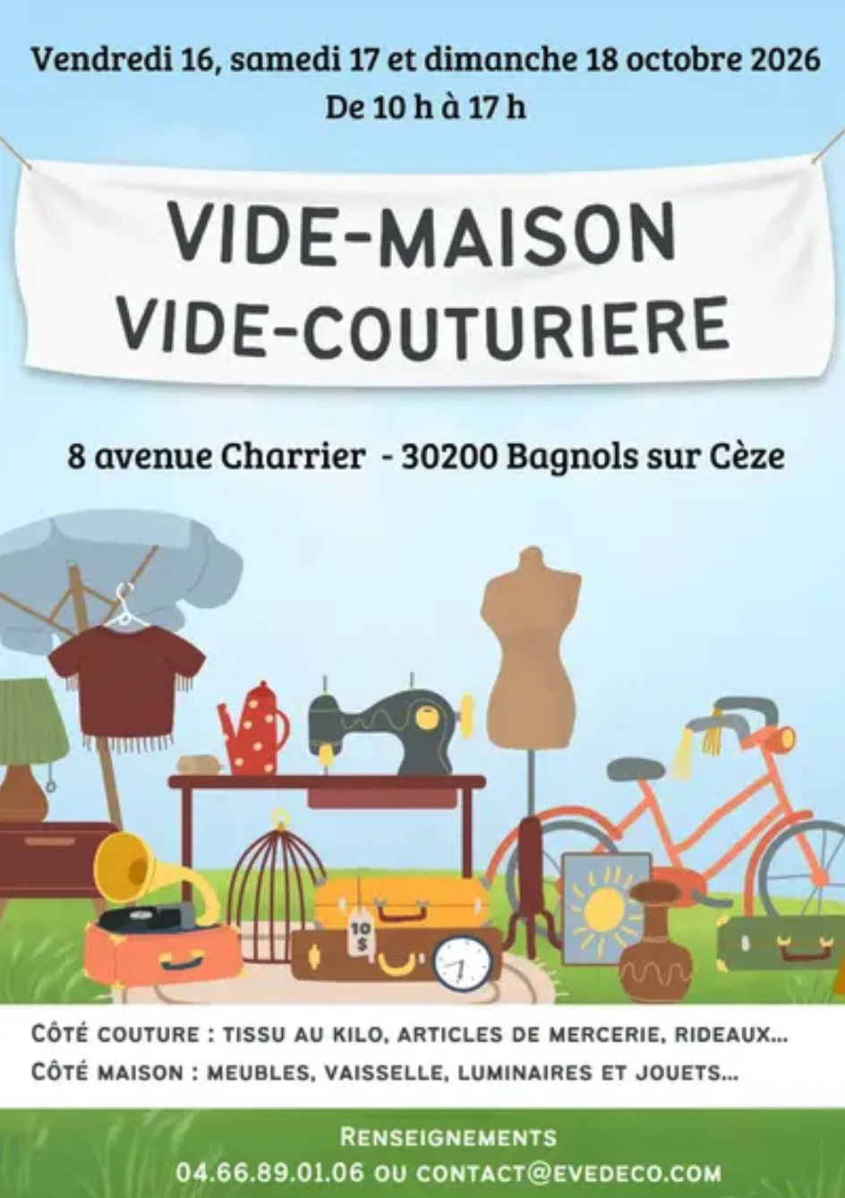 Vide Maison + vide couturière à Bagnols-sur-Cèze