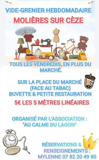 Vide-greniers hebdomadaire du vendredi Molières sur Cèze